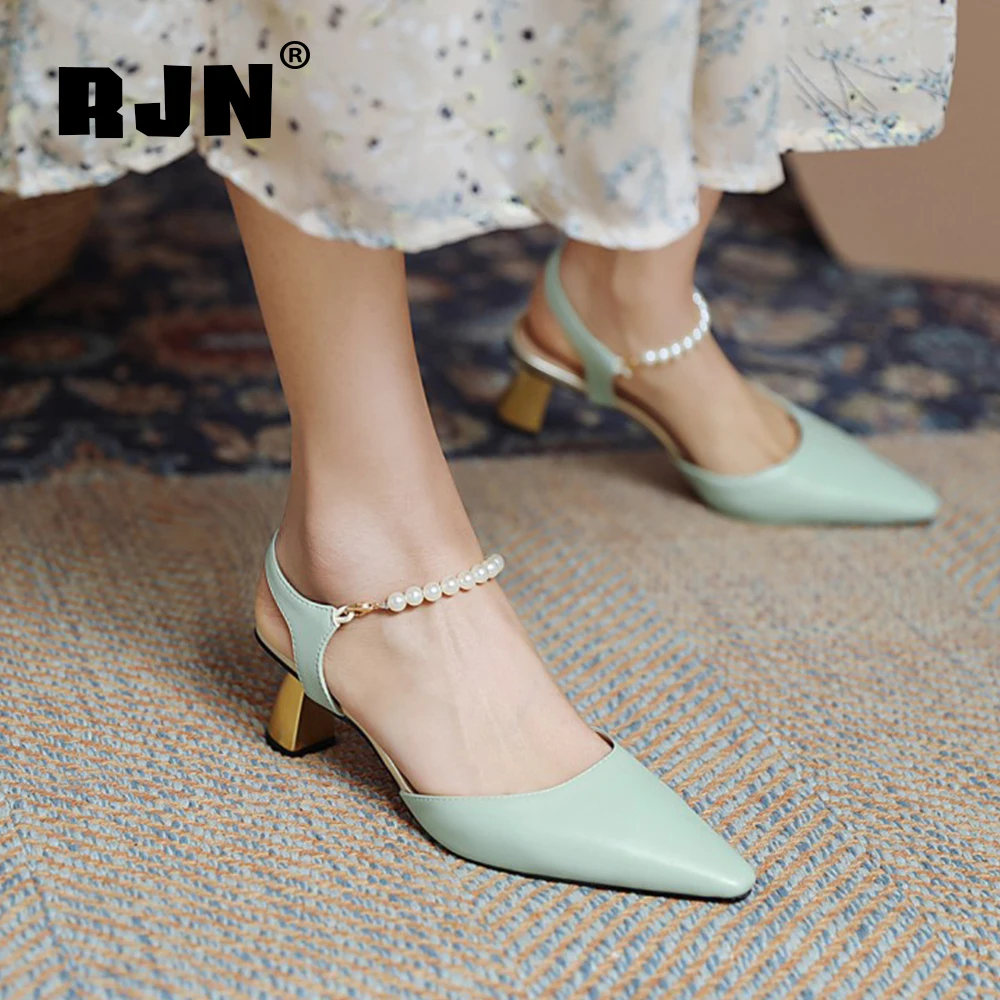 

RJN 2021 Summer New Women's Sandals Sexy Pointed Strange Style Buckle Strap Ladies Shoes Fashion Casual Solid Shoes Basic RO759
