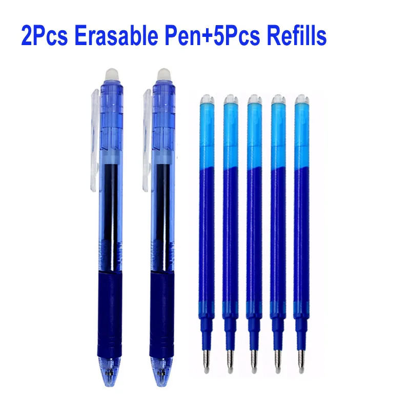 07mm Erasable Pen Refill Button Slide Press Handle Red Blue Black Green Ink Rod Office Accessories Retractable Erasable Gel Pen