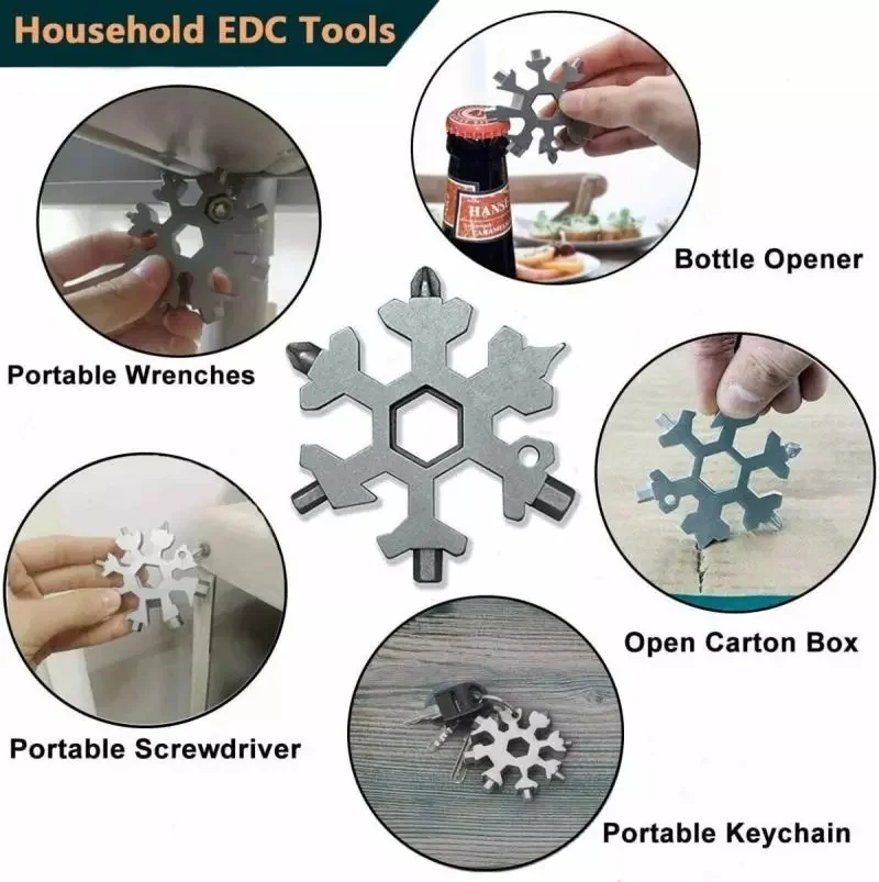 20-in-1 Multi-tool Screwdriver Snowflake Portable Outdoor Pocket Tool Wrench Ratchet Combination Corkscrew Christmas Gift Set | Дом и сад