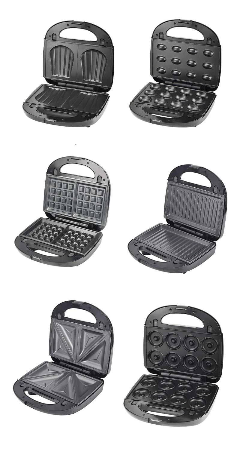 

6 In 1 Electric Sandwich Waffle Maker Machine 750 W Electric Grill With 6 Interchangeable Plate Sets Bubble Egg Cake Maker