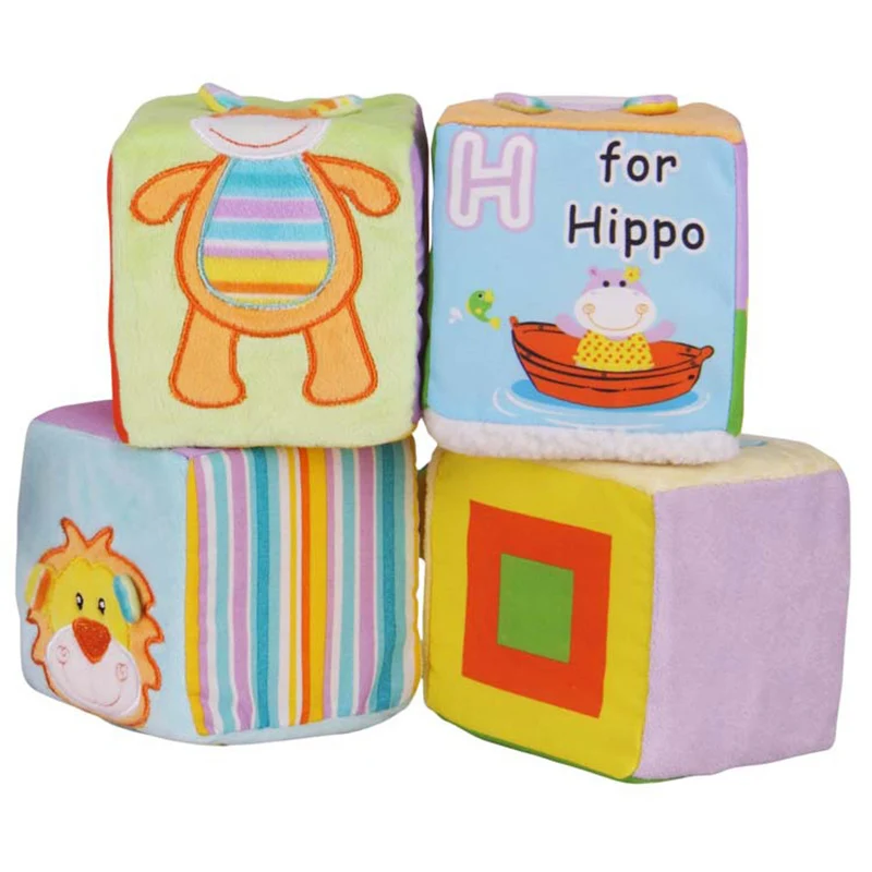 4PCS cube Детский мобильный Волшебный куб, детская игрушка, плюшевый блок, клатч, погремушки для раннего новорожденных, развивающие игрушки для детей 0-12 месяцев - Цвет: 4PCS cube