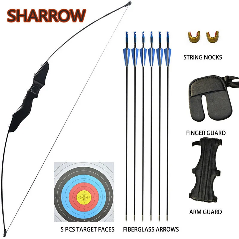 1Set 40lbs Adult Youth Junior Archery Straight Recurve Bow Right Hand Training Toy Kit For Target Practice Shooting Accessories
