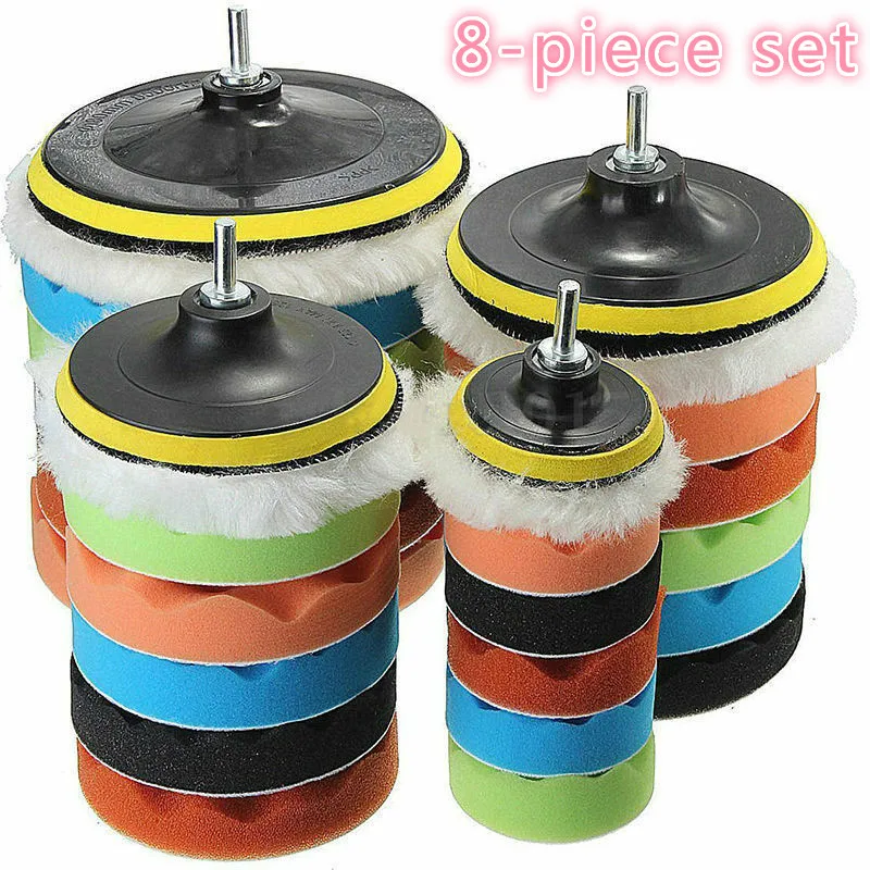 

Car Polishing Disc 8 Pcs/Set Self-Adhesive Buffing Waxing Sponge Wool Wheel Polishing Pad For Car Polisher Drill Adapter Tool