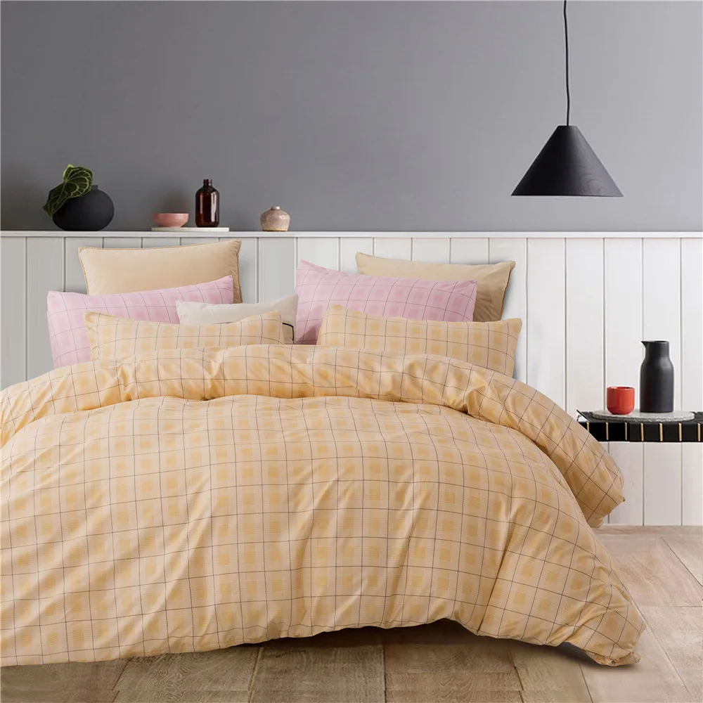 

Yellow Plaid Pattern Modern Simple Luxury Comforter Bedding Set Fashion King Queen Twin Size Bed Linen Duvet Cover Sets Gift