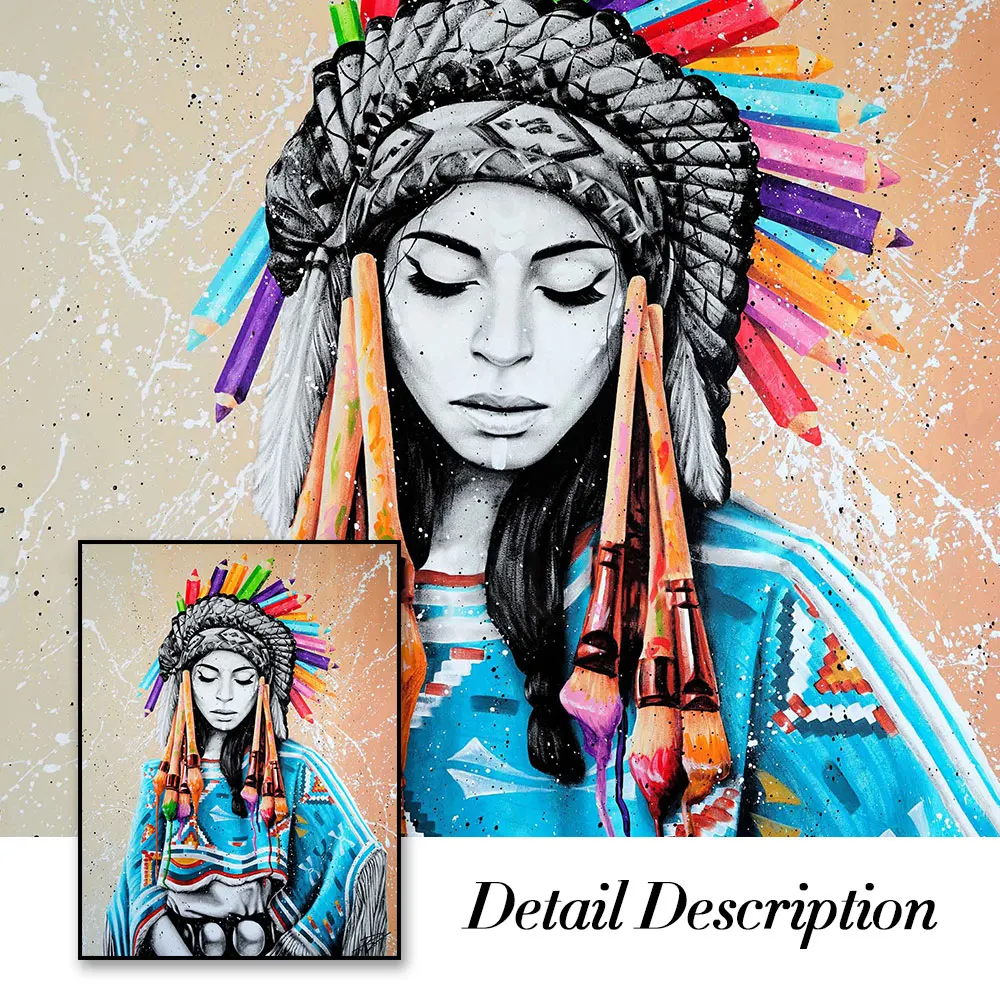 

Modern Graffiti Man In Colored Pencil Hat Canvas Painting Poster Print Wall Art Picture For Living Room Home Decor Frameless