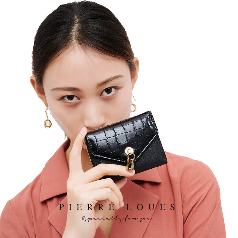 Женский кошелек на молнии короткий клатч однотонный модный маленький женский с