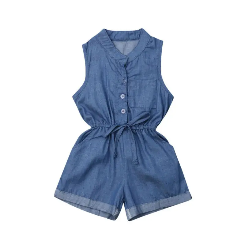Одежда без рукавов Комбинезоны для маленьких девочек комбинезон Повседневная
