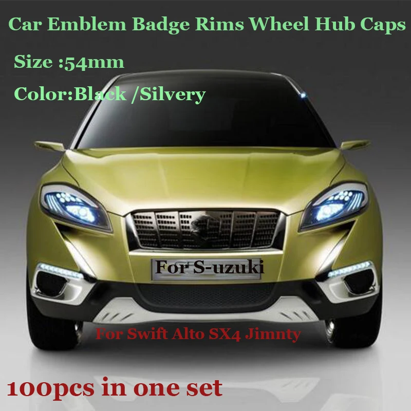 

Wholesale price 100pcs/set 54mm For Swift Alto SX4 Jimnty Car Emblem Wheel hub cover Auto Badge Rims wheel hub caps