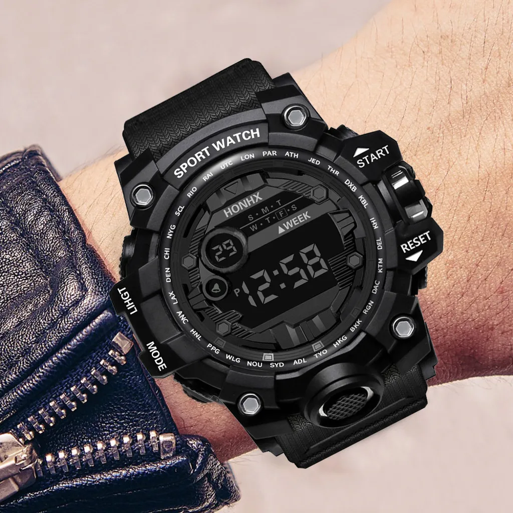 

Mens Watch Simple Luminous Sensor Led Digital Electronic Bracelet Watches Outdoor Running Sport Waterproof Watch Relogio Reloj
