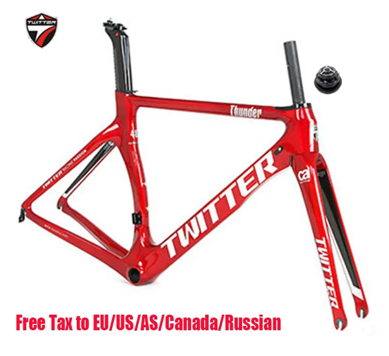 

TWITTER Carbon Road Bike Frame Thunder Racing 700c Frame+Fork+Seatpost QR F9*100 R9*130mm Caliper Brake Wind Resistance Design