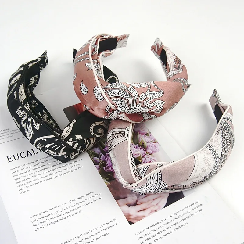 Женские Элегантные резинки для волос с принтом ободки бантами и цветами высокое
