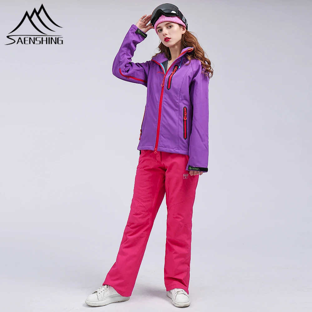 suit 1 SAENSHING лыжные штаны Женская куртка softwell Пальто сноуборд горные лыжные брюки высокое качество утолщаются теплые зимние уличные - Цвет: suit 1