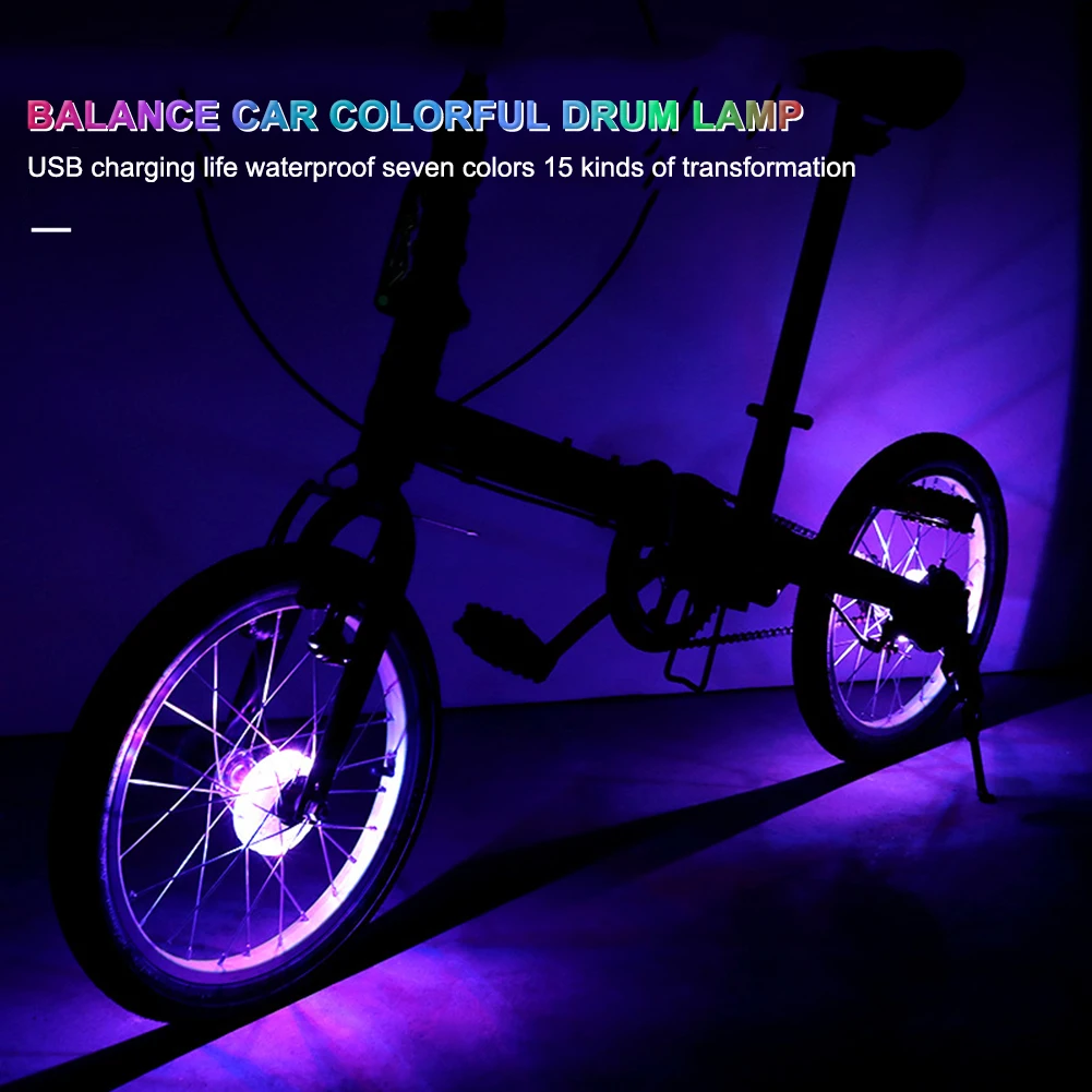 

Bicycle Wheel Hubs Flower Drum Lamp Colorful 7 LED Waterproof USB Charging Bike Scooter Warning Safety Lights Accessories