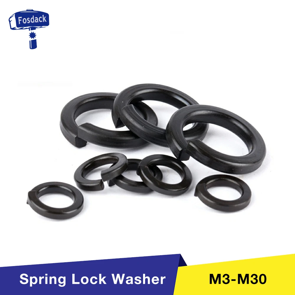 Fosdack 8 высокопрочная черная пружинная шайба из углеродистой стали M3 M4 M5 M8 M10 M12 M14 M18
