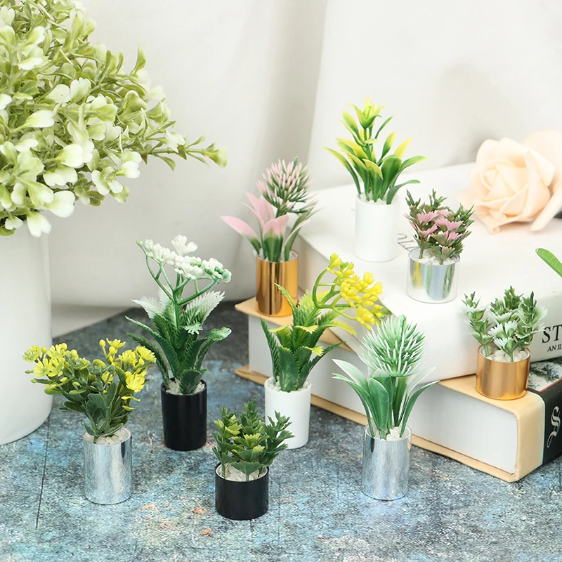 

1:12 Dollhouse Miniature Mini Green Plant Tree Potted Model Furniture For Dollhouse Decoration New