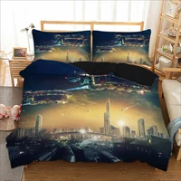 futuristic lunar city 3d bedding set usa king queen double full twin single size bed linen set