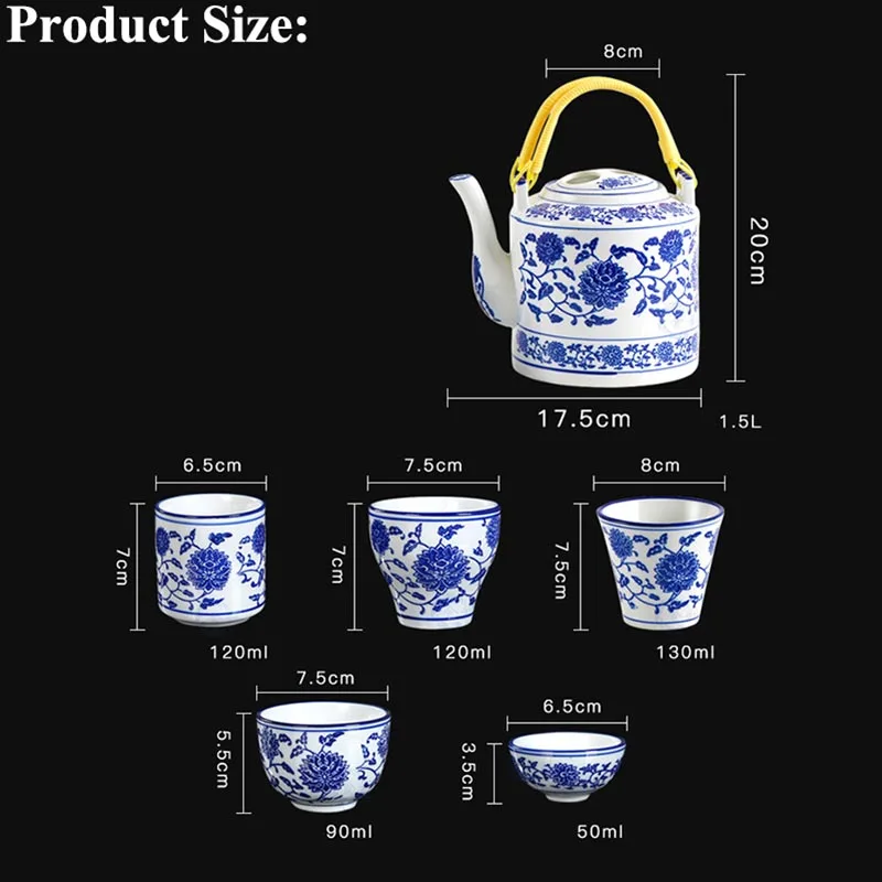 Китайский Синий и белый фарфор чашки Винтаж керамический чайный набор кунг фу