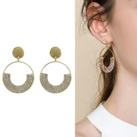 diamond circle drop earrings for women girls elegant classic style large dangle earrings wedding party fashion jewelry gifts
