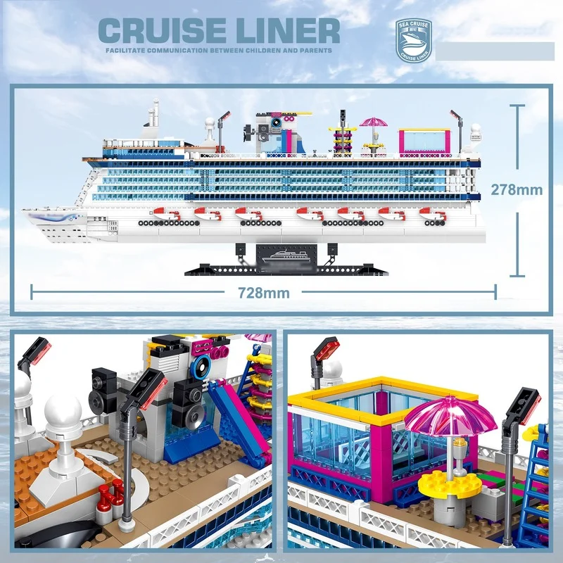 

Street City Building Toys The MOC Cruise Liner Ship Model Building Blocks Bricks Assembly Kits Toys Christmas Gifts