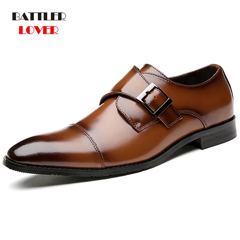 

Square Toe Buckle Strap Dress Oxford Shoes for Men Genuine Cow Leather Suit Shoes Male Heavy Luxury British Office Wedding Shoes