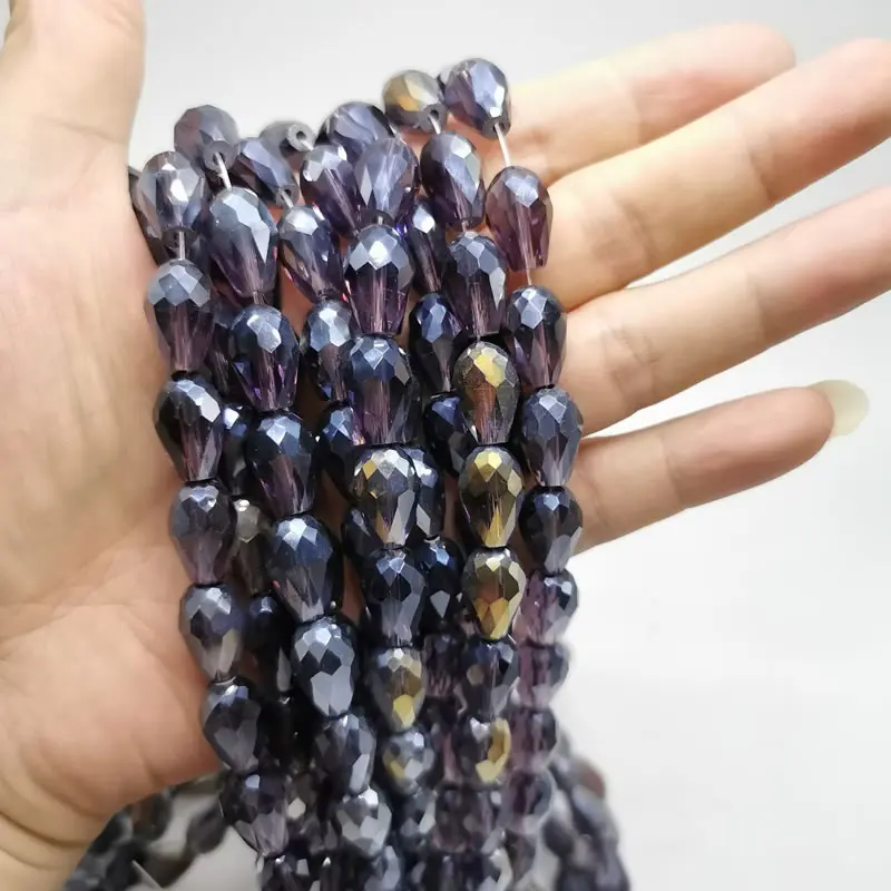 6 Хрустальная подвеска 6X8-10X15mm чешские стеклянные Висячие граненые бусины китайские бисерные поделки по оптовой цене ювелирные аксессуары - Цвет: 6