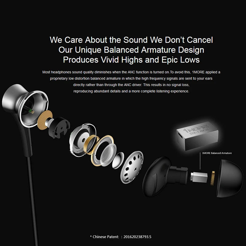 Наушники вкладыши 1more E1004BA с двойным драйвером BT ANC Bluetooth Hi Fi IEM поддержка