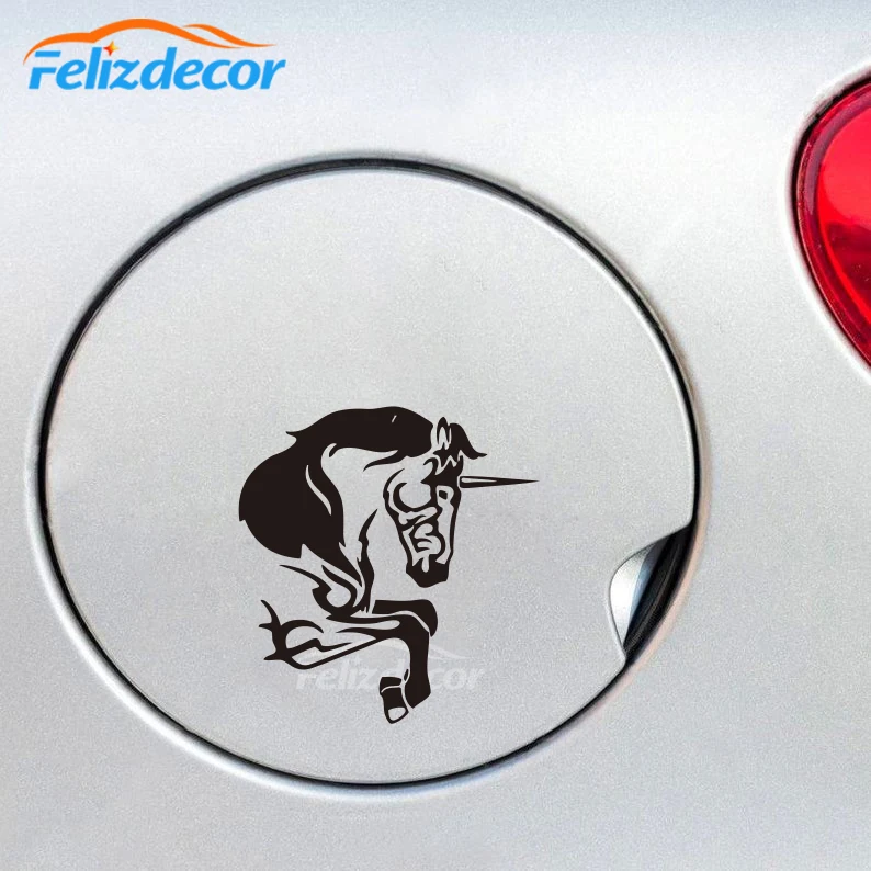 Running Horse With A Horn On The Head Vinyl Car Stickers For Window Door Art Bumper Rear windshield Unique Removable ZP0601 | Автомобили и