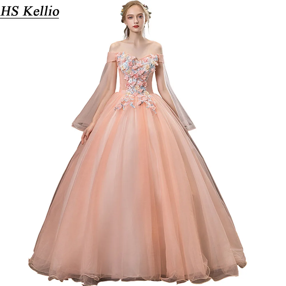 

HS Kellio Quinceanera Dress With Shoulder Shawls Ball Gown Girls Prom Dresses 2020