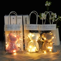 luminous cartoon bear towel with transparent bag with souvenir wedding with hand gift multicolor coral velvet towel