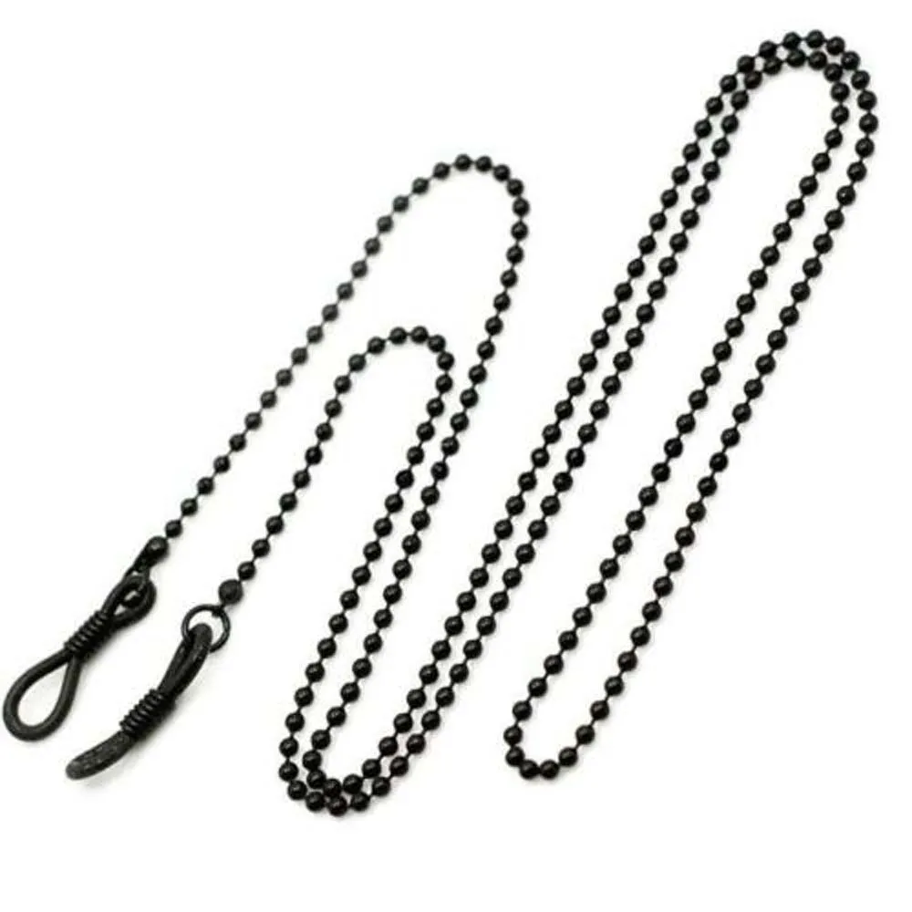 Цепочки для очков женские Нескользящие шнур с черными акриловыми бусинами