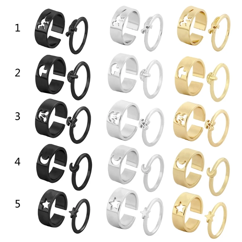 

Trendy Gold Cherry Rings For Women Men Lover Couple Rings Set Friendship Engagement Wedding Open Rings 2021 Jewelry