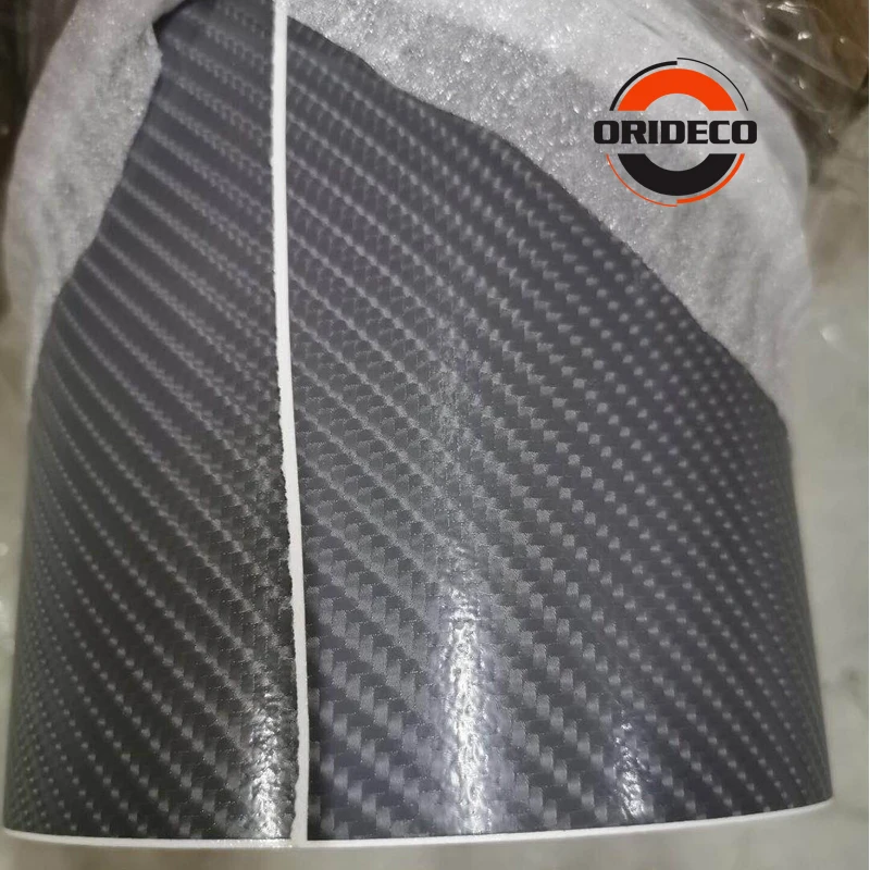 

Gray 4D Carbon Fiber Vinyl Wrap With Air-release 4D Glossy Carbon Fibre Wraps Like Real Carbon 1.52x30m/Roll