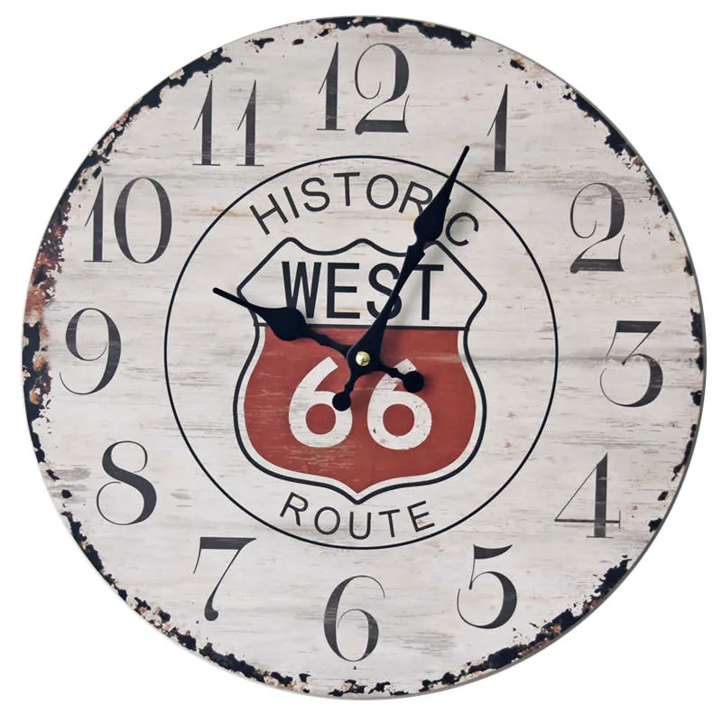 Круглые винтажные деревянные настенные часы 35 см домашний декор бесшумные в