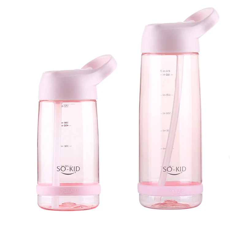 Pink Соломенная бутылка бутылки для воды 1000 мл Bpa бесплатно пластиковая бутылка для воды Спортивная бутылка для питьевой воды для девочек школьные бутылки 1Л 550/850 мл - Цвет: Pink