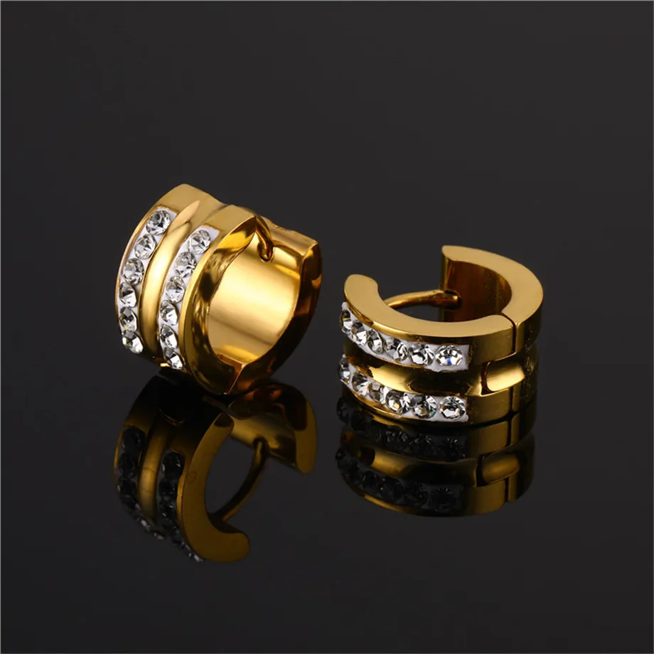 

2020 Trend Small Circle Creoles Hoop Earrings Female Gold Color Stainless Steel Cubic Zircon Unusual Earrings For Women Jewelry