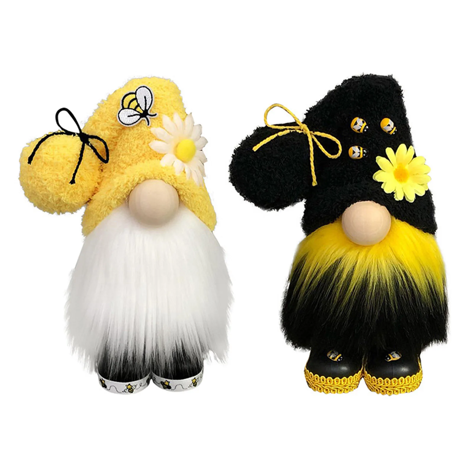 

Sunflower Honey Bee Striped Gnome Scandinavian Tomte Nisse Swedish Honey Bee Elfs Home Decorative Faceless Plush Doll Figurines