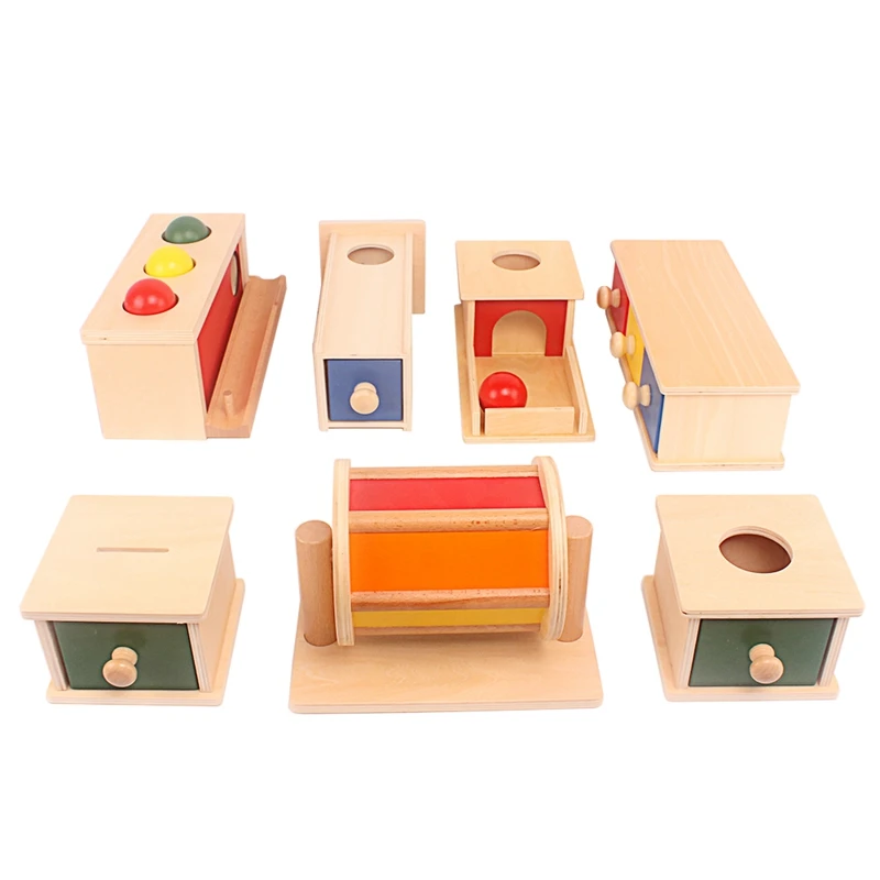 montessori materials spinning drum match piggy coin box permanent box round rectangular box sensory toys for toddlers ic class free global shipping