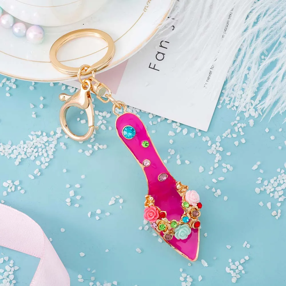 1 шт. мини милые брелоки на высоком каблуке розы Кристалл обувной брелок модная