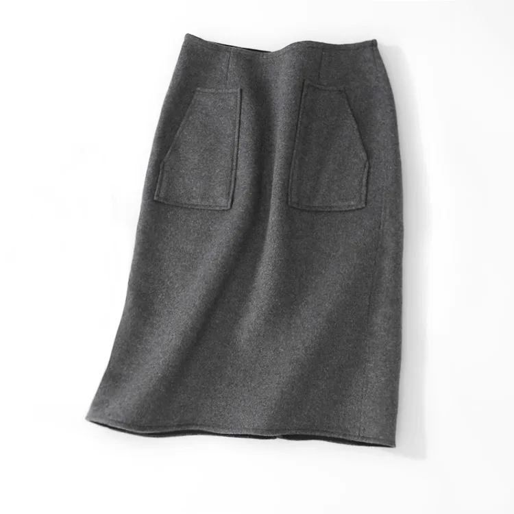 SuyaDream женские зимние шерстяные Облегающие юбки 2019 одноцветная юбка карандаш два