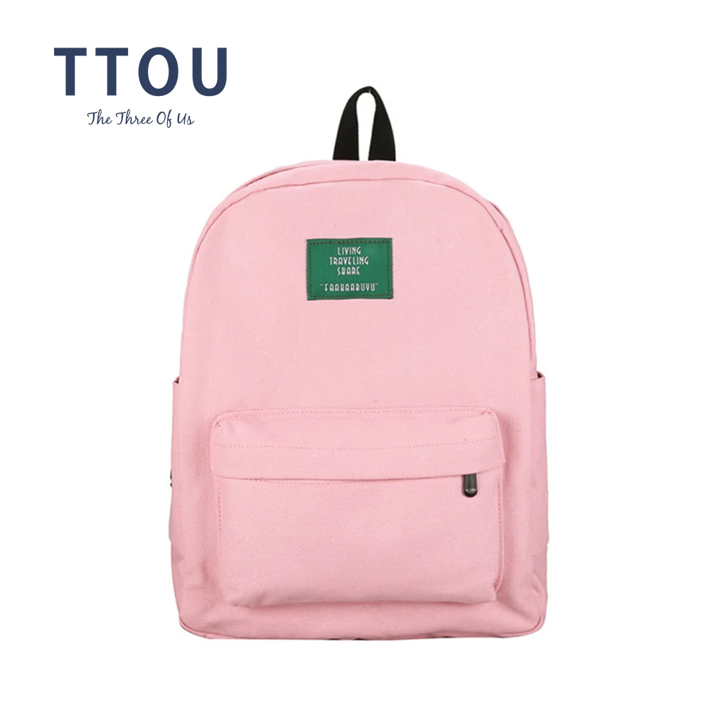 Школьный рюкзак TTOU для девочек-подростков однотонный холщовый дорожный ранец