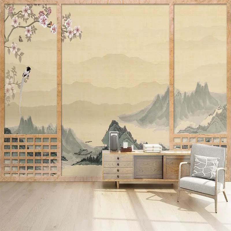 3D обои Имитация деревянной двери японский татами гостиничный фон Настенная