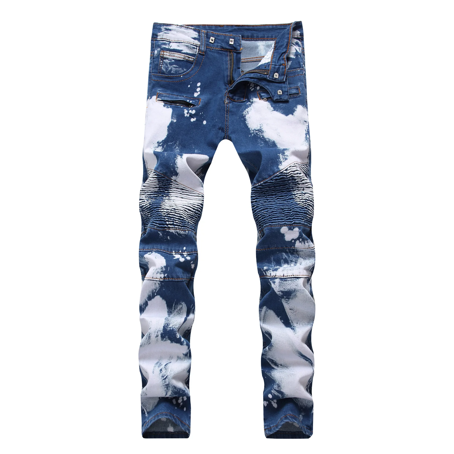 

Denim Designer For Men'S Bike Moto Jeans Stretch Straight OverSize 28-38 40 42 2021 Spring Sutumn Winter HIP HOP Punk Streetwear