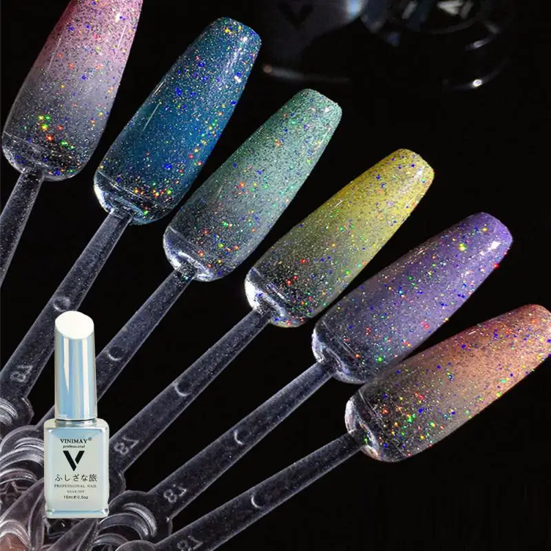 

VINIMAY Explosion Diamond Nail Glue Crystal Shimmer Reflective Bundi Powder Manicure Gel Nail Polish New Nail Glue Decoration