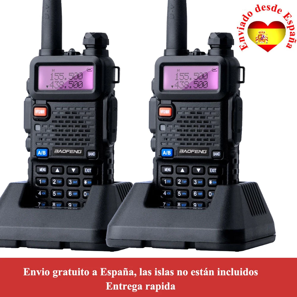 2PCS Baofeng UV-5R 8W Ham Radio Triple Power 8/4/1 Watts VHF UHF Dual Band 136-174&400-520MHz Portable Two Way Radio