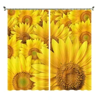 yellow sunflower 3d digital high precision material printing ins wind cut off curtain factory personality