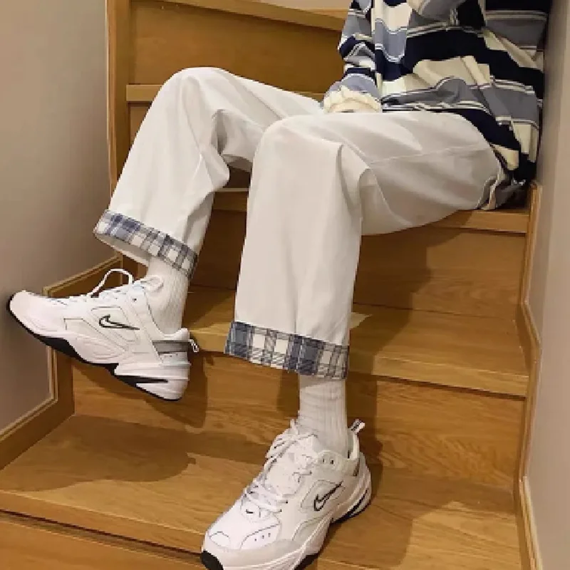 

Брюки женские хлопковые с широкими штанинами, повседневные укороченные штаны в клетку, шикарные брюки в клетку, весна-осень