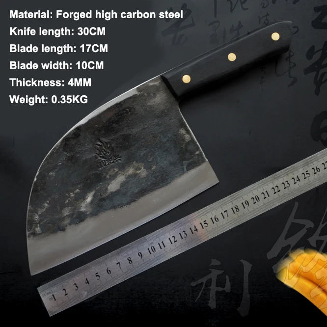 Кухонный нож ручной ковки из высокоуглеродистой стали с круглой головкой