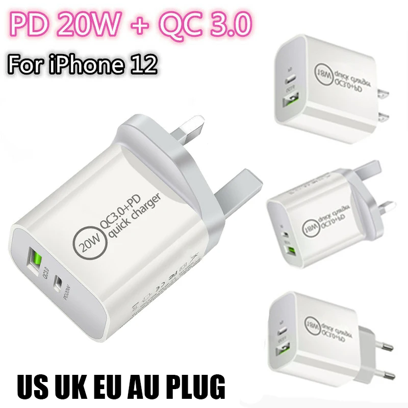 Быстрое зарядное устройство UGI 20 Вт PD QC3.0 Type-C USB C вилка для США Великобритании ЕС