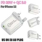 Быстрое зарядное устройство UGI 20 Вт PD QC3.0 Type-C USB C, вилка для США, Великобритании, ЕС, Австралии, адаптер для iPhone 12 Pro MAX, для Samsung Oneplus, HTC, Xiaomi VIVO