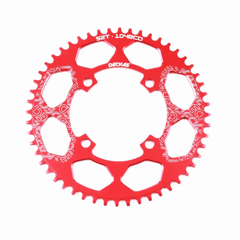 DECKAS круглый 104BCD 40/42/44/46/48/50/52T горный велосипед Звездочка MTB велосипед диаметра окружности болтов(Алюминий узкая широкая цепь из колец цепь BCD 104